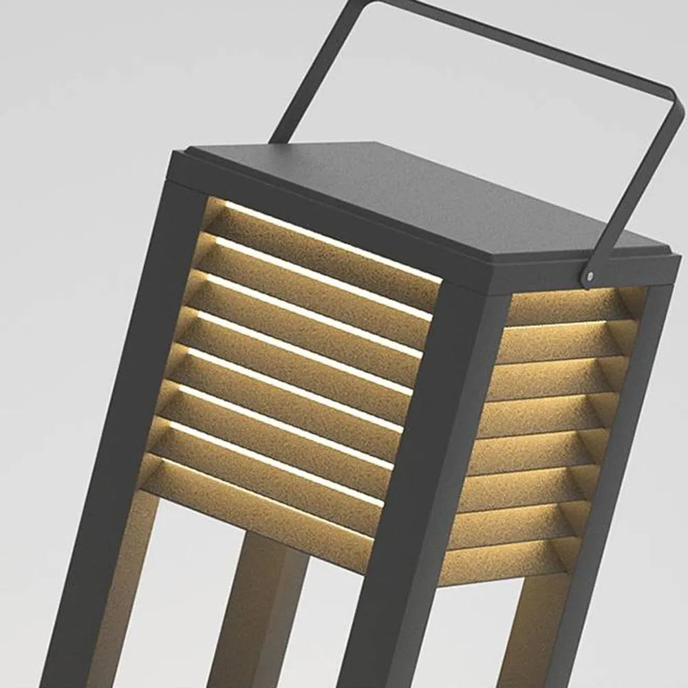 Moderne sol utendørs gulvlampe – rektangulær svart lanterne lys hage/uteplass - Flindria