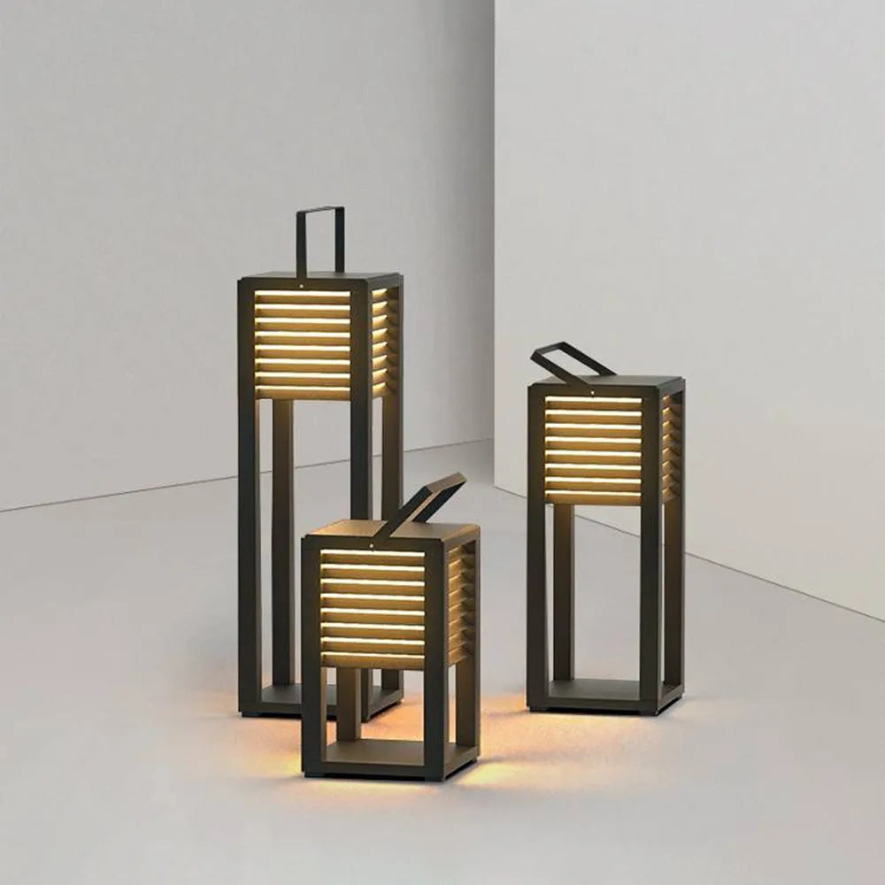 Modern solcells utomhus golvlampa – rektangulär svart lykta för trädgård/uteplats - Flindria