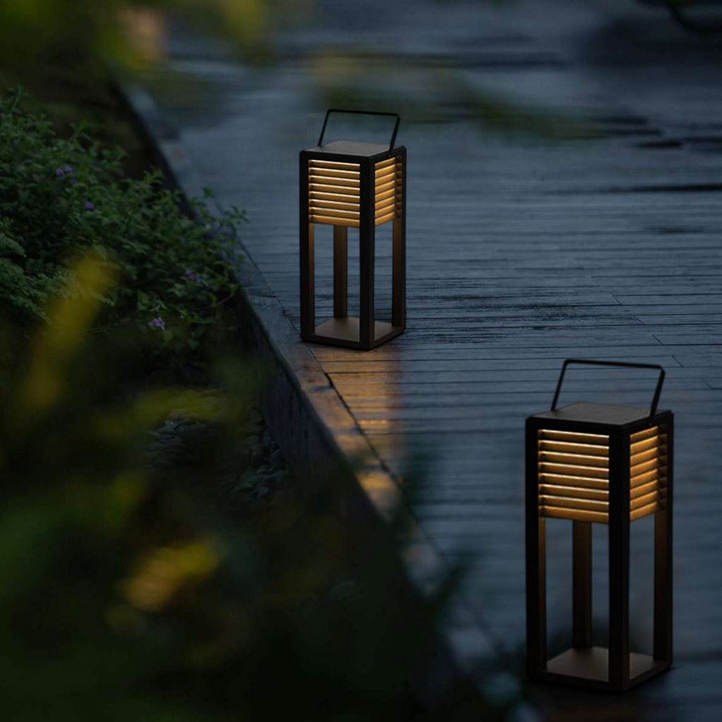 Modern solcells utomhus golvlampa – rektangulär svart lykta för trädgård/uteplats - Flindria