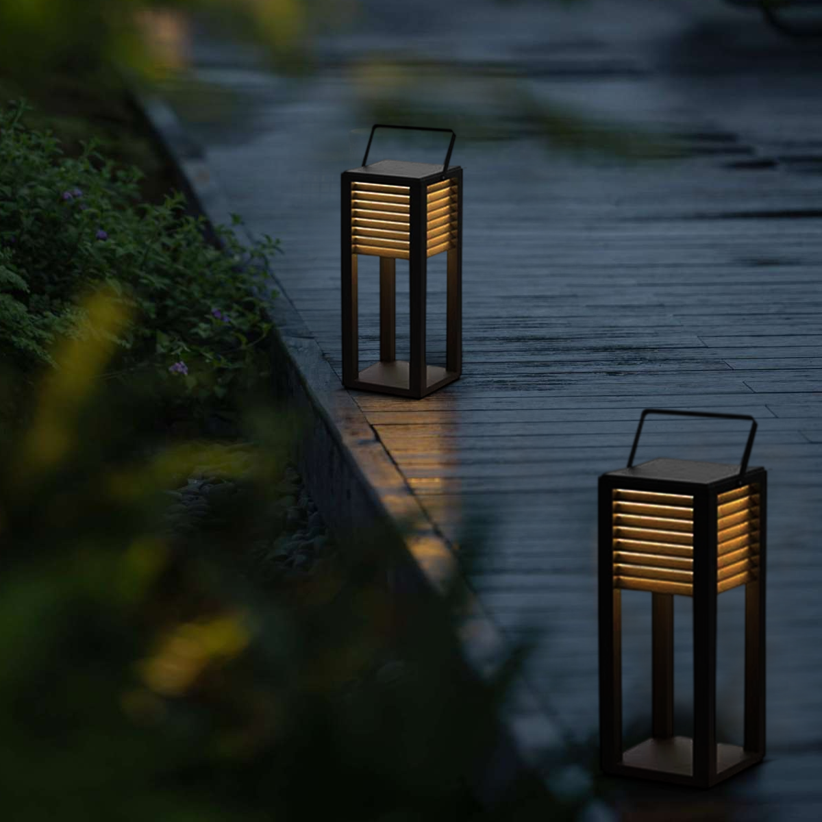 Modern solcells utomhus golvlampa – rektangulär svart lykta för trädgård/uteplats - Flindria