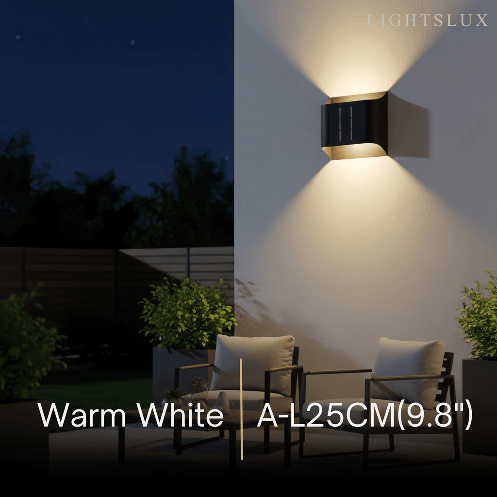 Modern Solar Wall Sconce – Black Metal Courtyard/Garden - Flindria