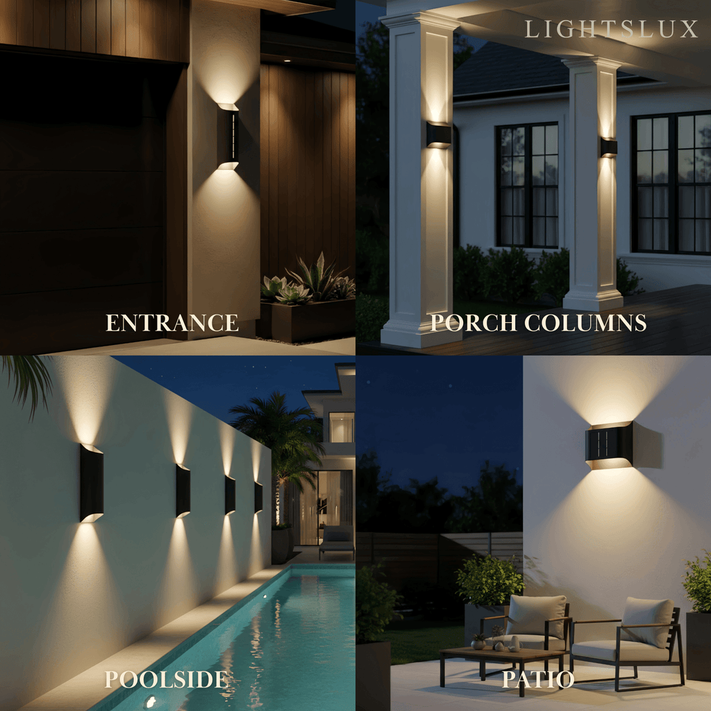 Modern Solar Wall Sconce – Black Metal Courtyard/Garden - Flindria