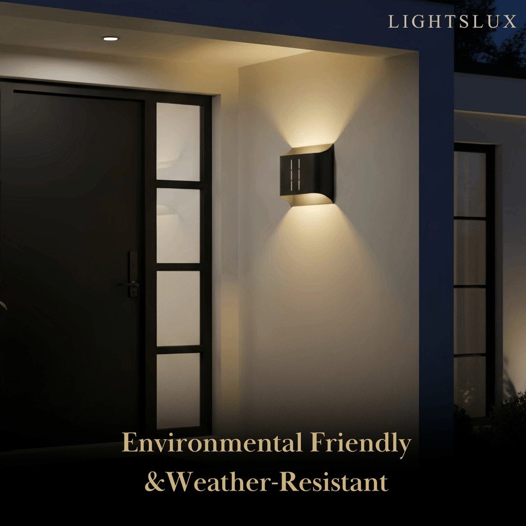 Modern Solar Wall Sconce – Black Metal Courtyard/Garden - Flindria