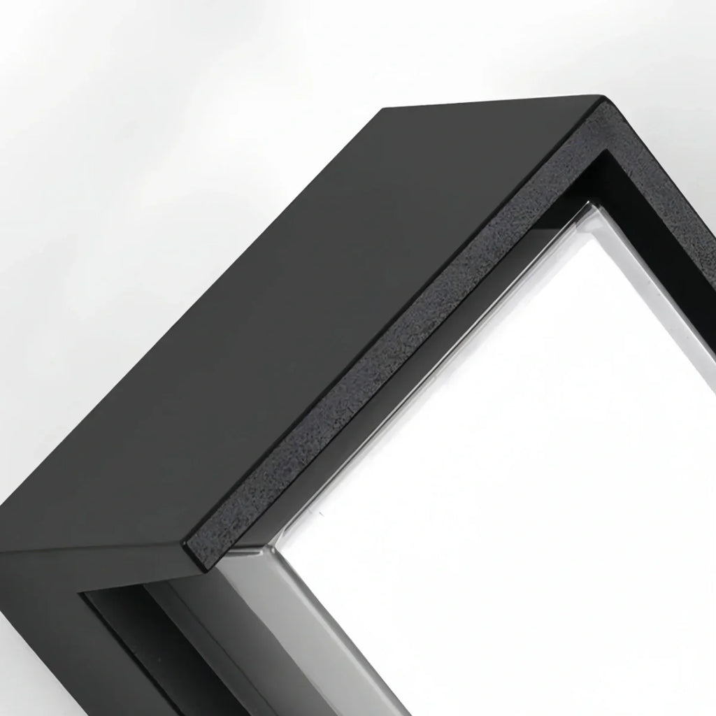 Modern Square Outdoor Wall Lamp - Black Metal/Acrylic for Garden - Flindria