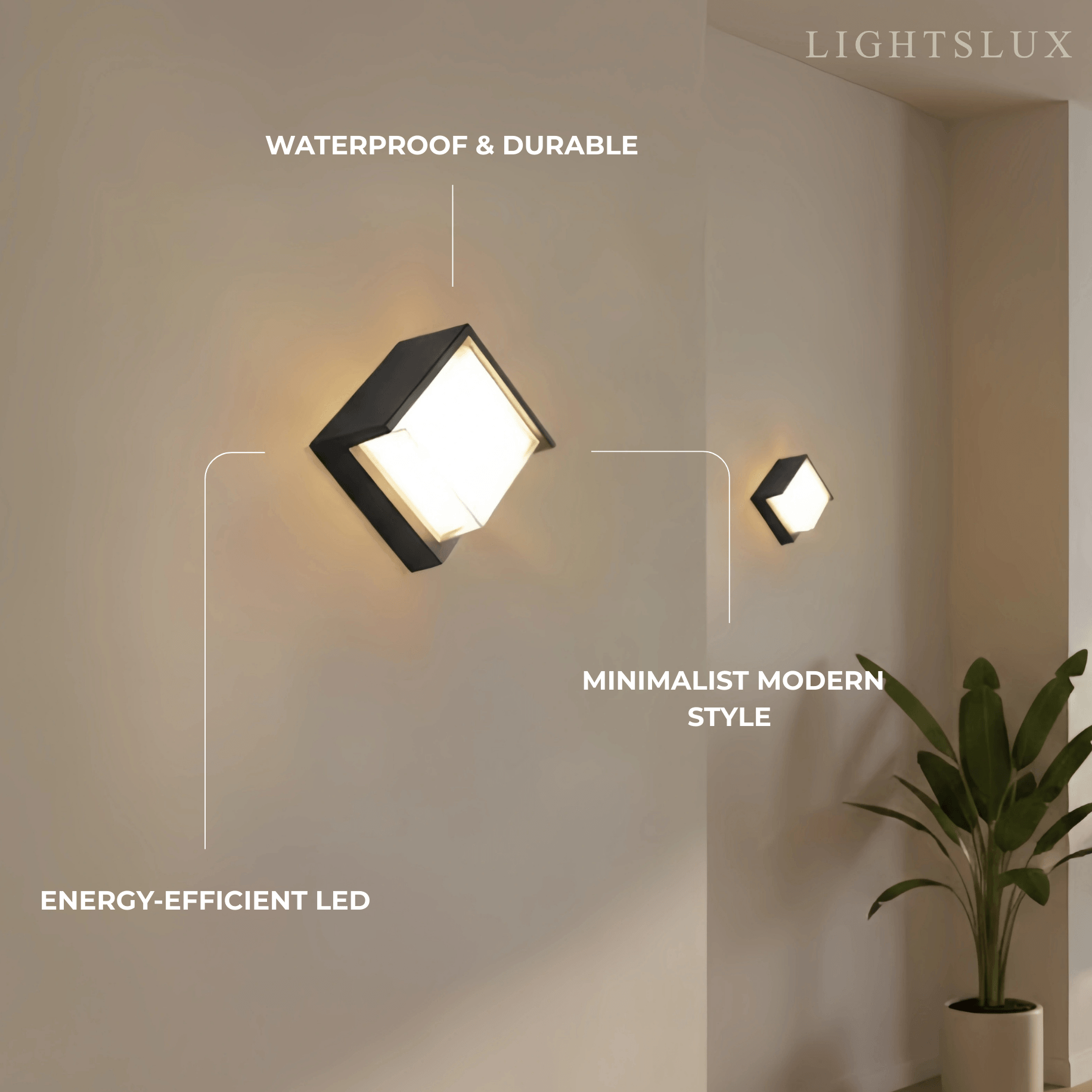 Modern Square Outdoor Wall Lamp - Black Metal/Acrylic for Garden - Flindria