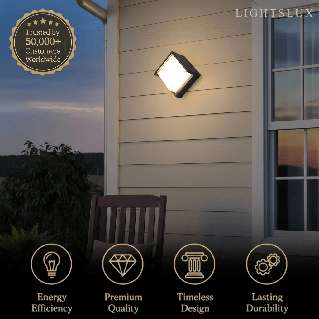 Modern Square Outdoor Wall Lamp - Black Metal/Acrylic for Garden - Flindria