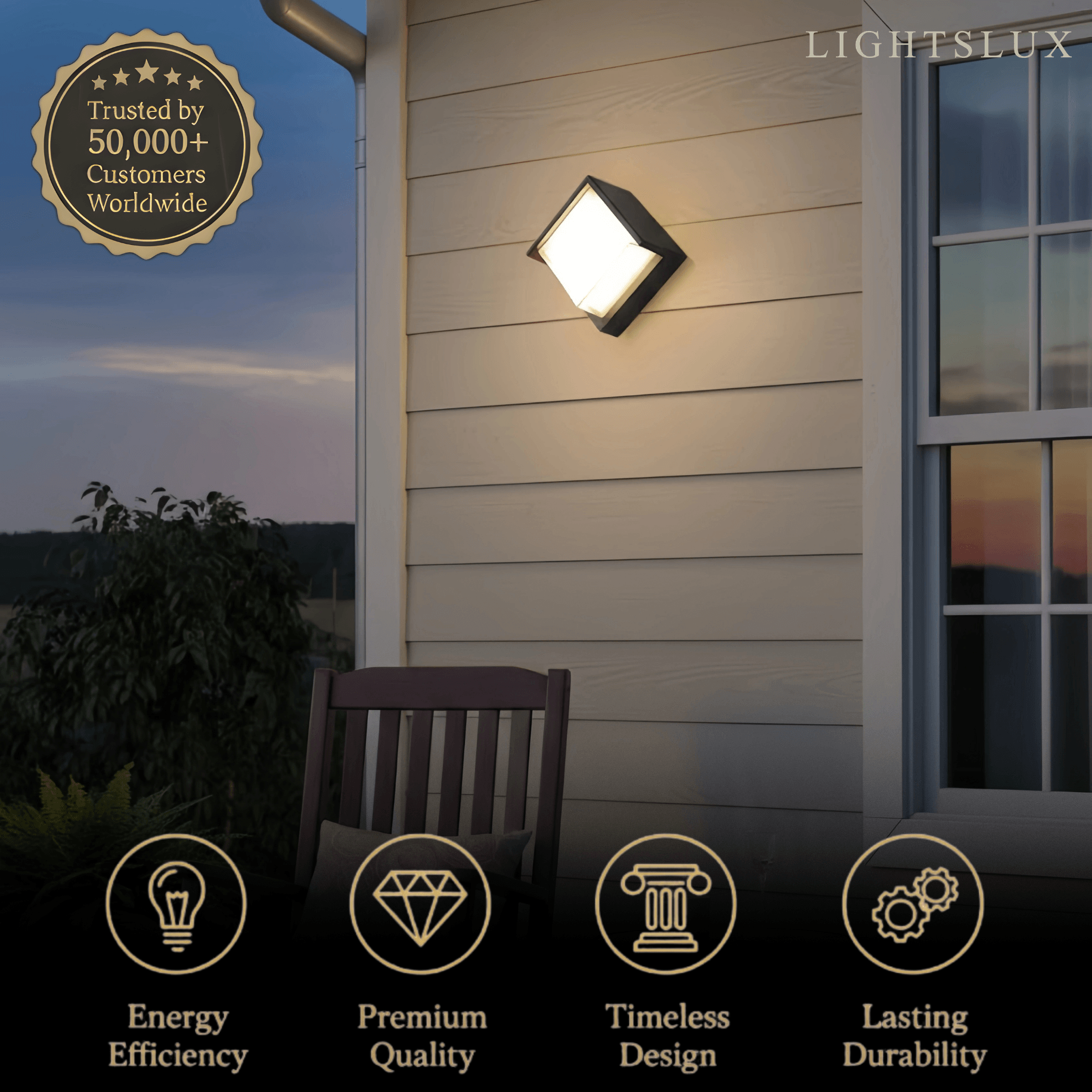 Modern Square Outdoor Wall Lamp - Black Metal/Acrylic for Garden - Flindria