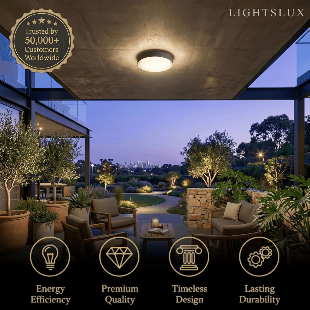Modern Black Outdoor Ceiling Lights Metal Acrylic Round Outdoor - Flindria