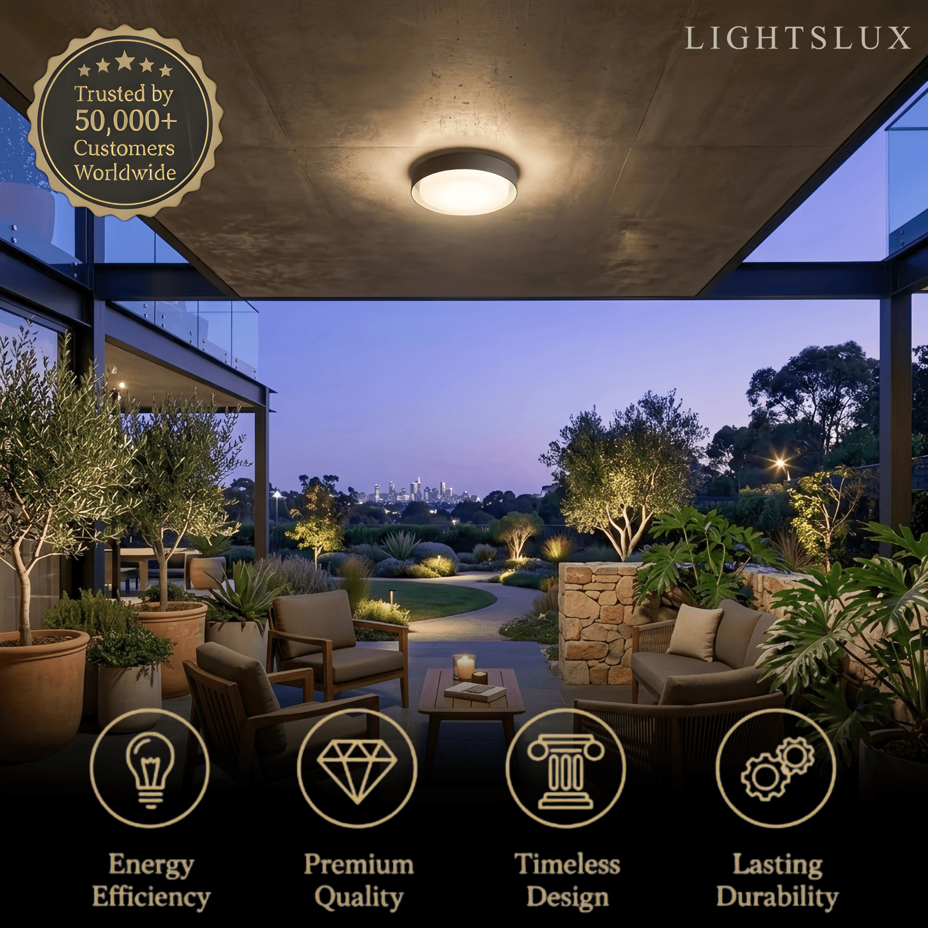 Modern Black Outdoor Ceiling Lights Metal Acrylic Round Outdoor - Flindria