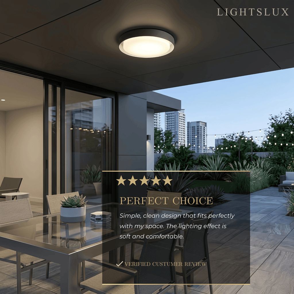 Modern Black Outdoor Ceiling Lights Metal Acrylic Round Outdoor - Flindria