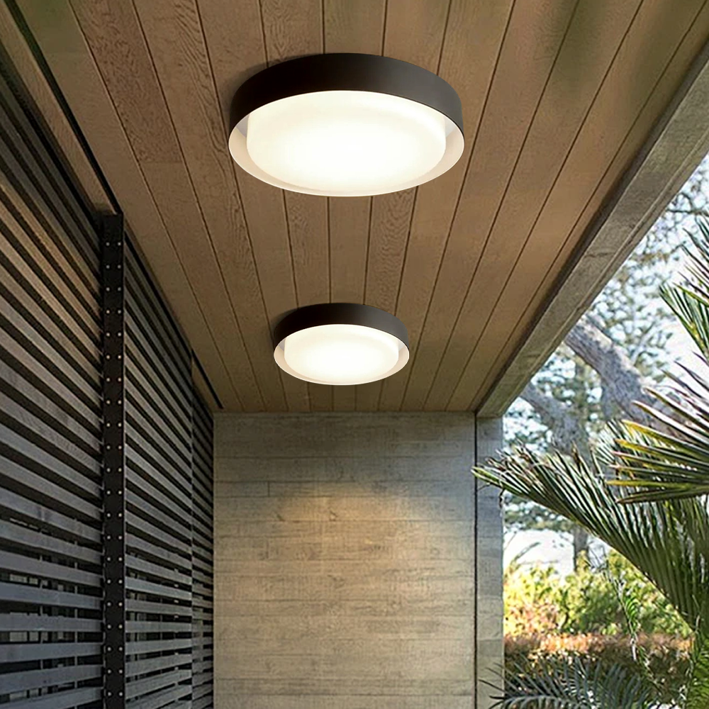 Modern Black Outdoor Ceiling Lights Metal Acrylic Round Outdoor - Flindria