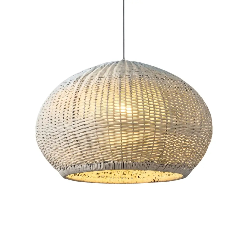 Farmhouse Coffee/Beige Outdoor Pendant Light Rattan Lantern Garden - Flindria