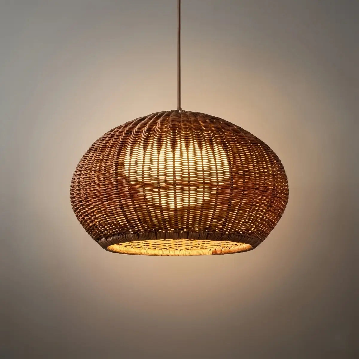 Farmhouse Coffee/Beige Outdoor Pendant Light Rattan Lantern Garden - Flindria