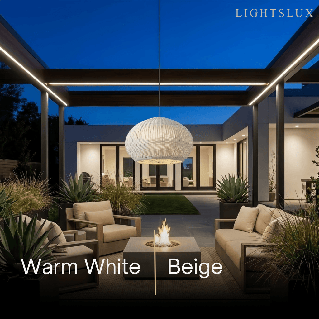 Farmhouse Coffee/Beige Outdoor Pendant Light Rattan Lantern Garden - Flindria