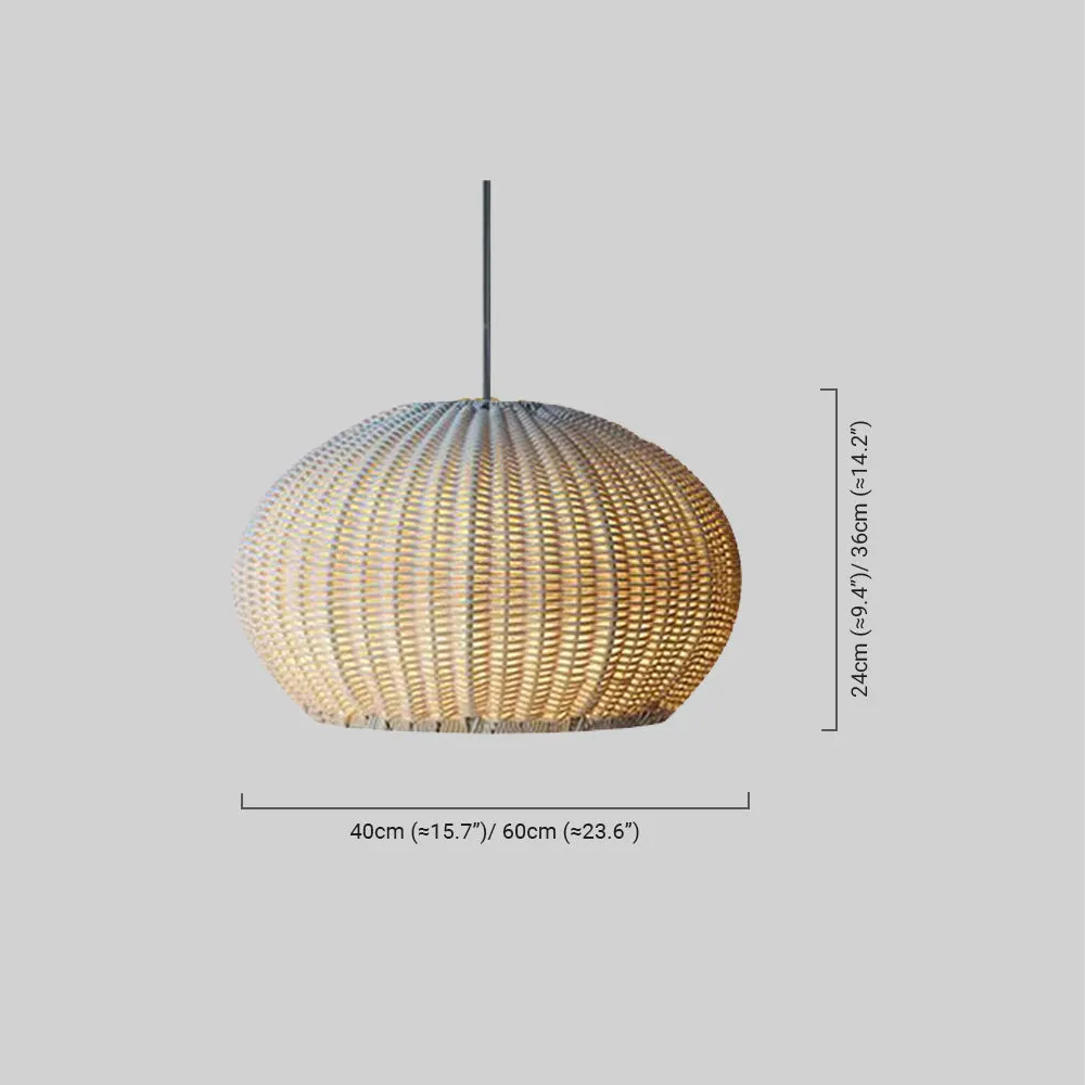 Farmhouse Coffee/Beige Outdoor Pendant Light Rattan Lantern Garden - Flindria