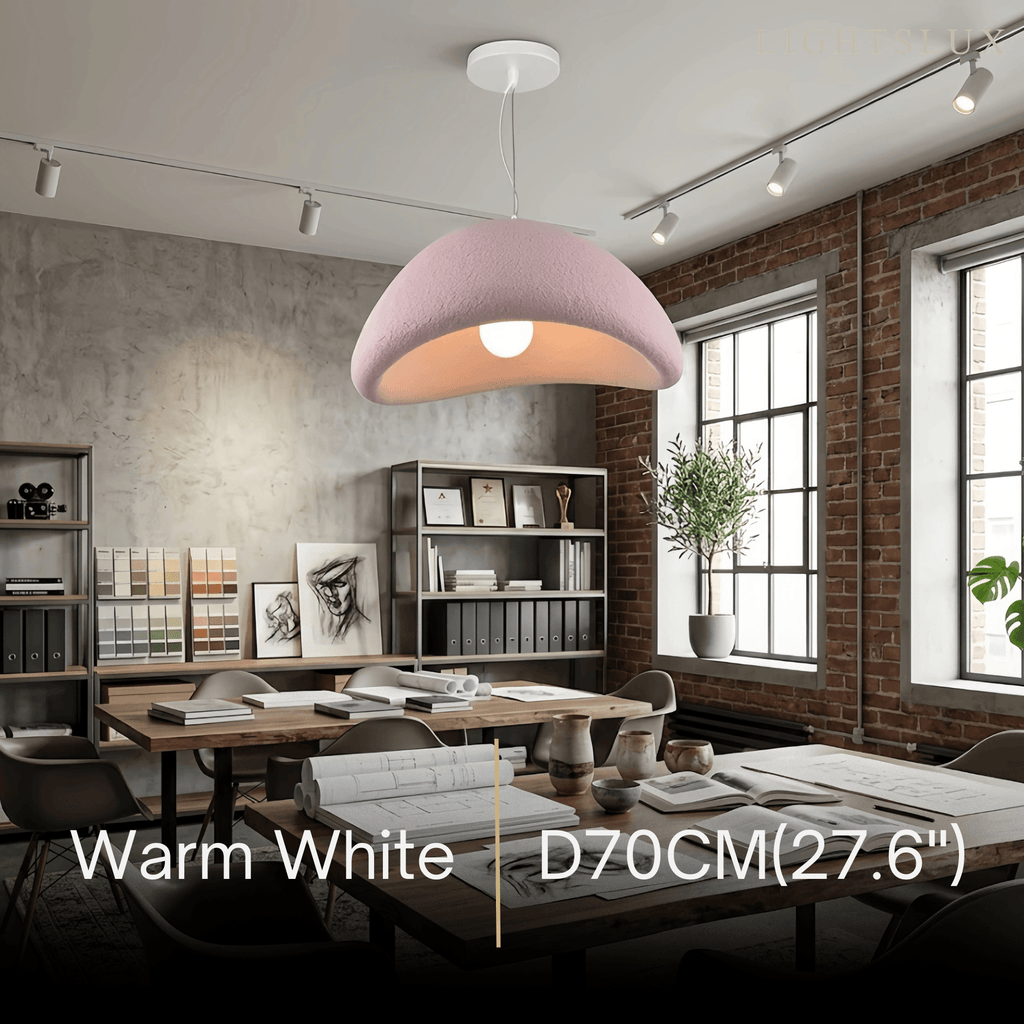 Art Deco Pink Pendant Light - Bread Shape Polystyrene & Metal for Dining Room - Flindria