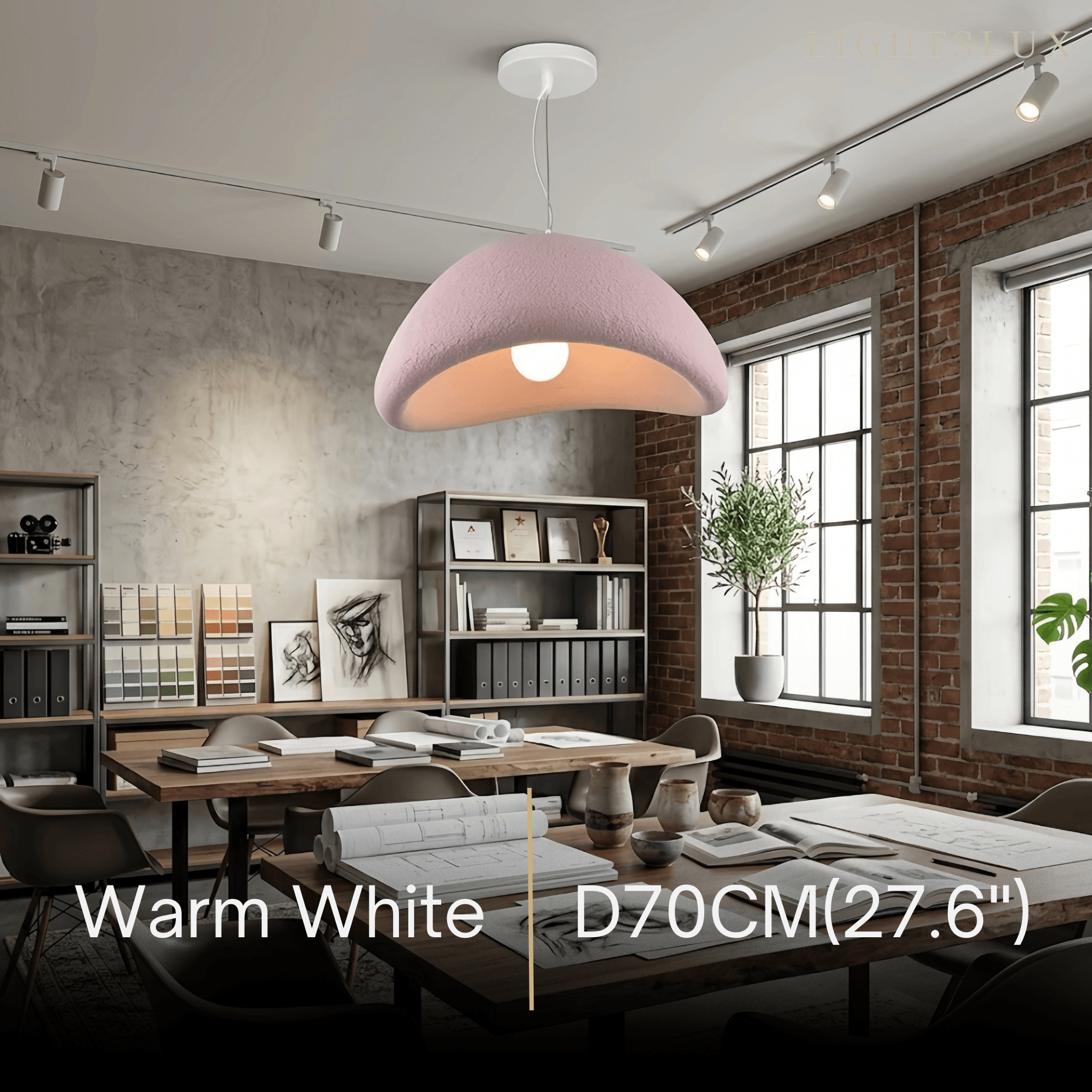 Art Deco Pink Pendant Light - Bread Shape Polystyrene & Metal for Dining Room - Flindria