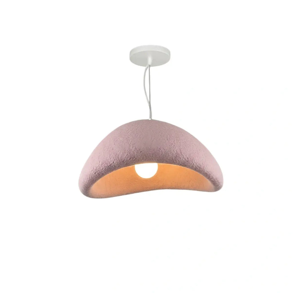 Art Deco Pink Pendant Light - Bread Shape Polystyrene & Metal for Dining Room - Flindria
