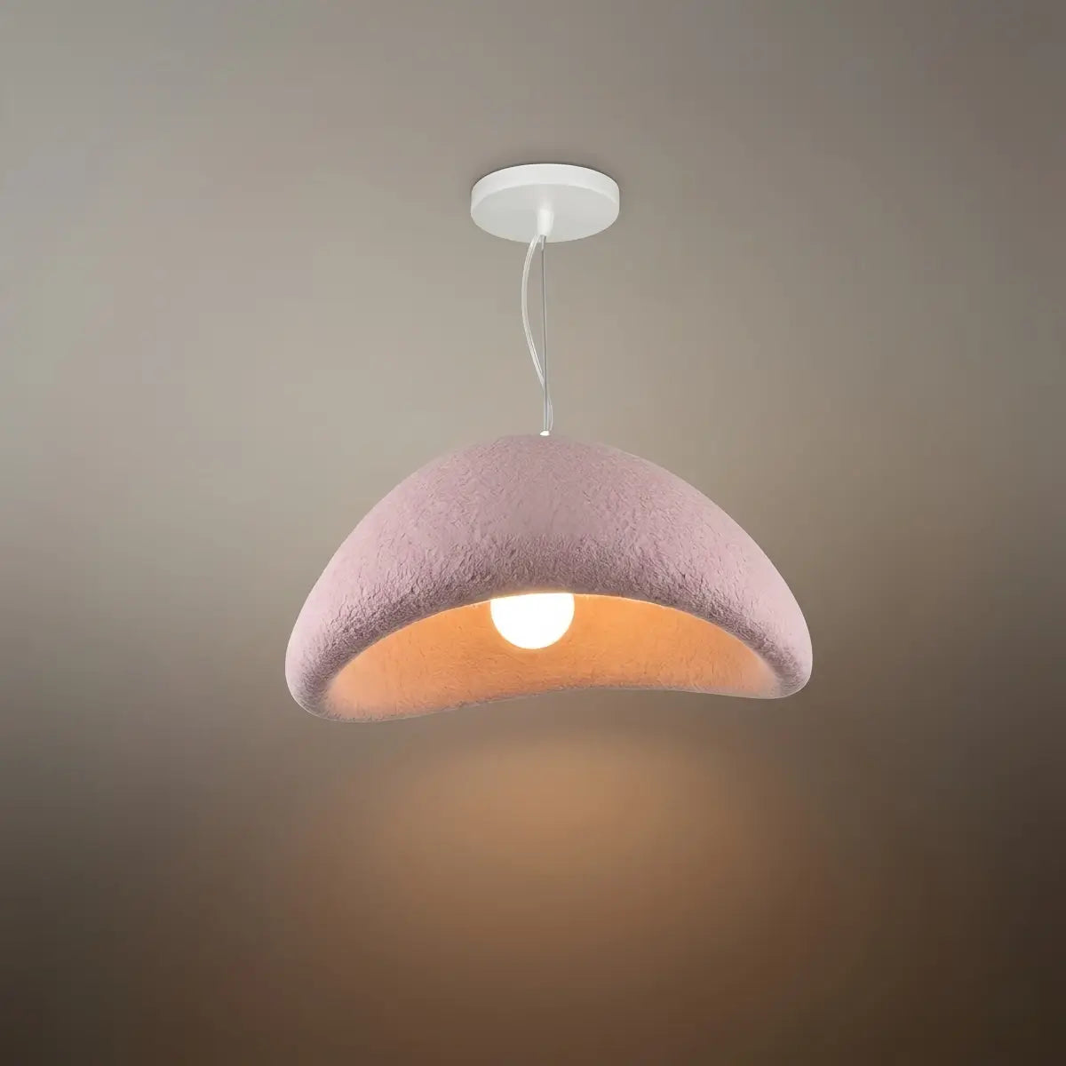 Art Deco Pink Pendant Light - Bread Shape Polystyrene & Metal for Dining Room - Flindria