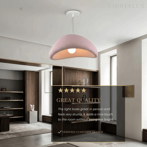 Luz Pendente Art Déco Rosa - Forma de Pão em Poliestireno e Metal para Sala de Jantar - Flindria