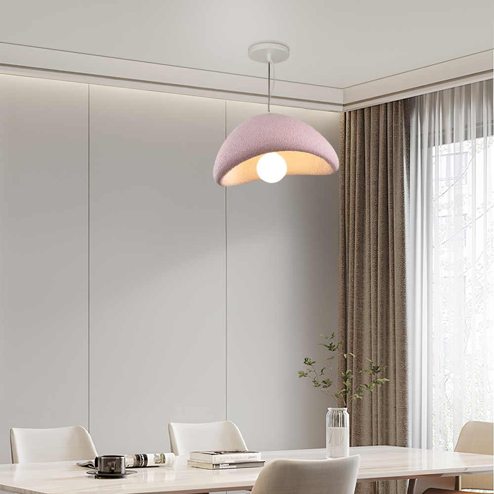 Art Deco Pink Pendant Light - Bread Shape Polystyrene & Metal for Dining Room - Flindria