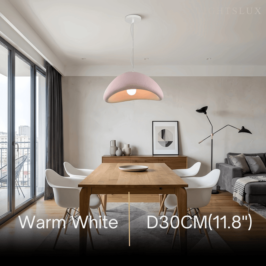 Art Deco Pink Pendant Light - Bread Shape Polystyrene & Metal for Dining Room - Flindria