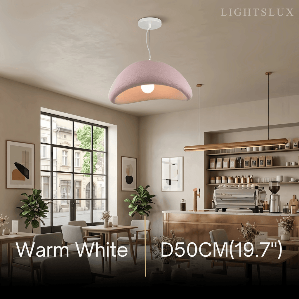 Art Deco Pink Pendant Light - Bread Shape Polystyrene & Metal for Dining Room - Flindria