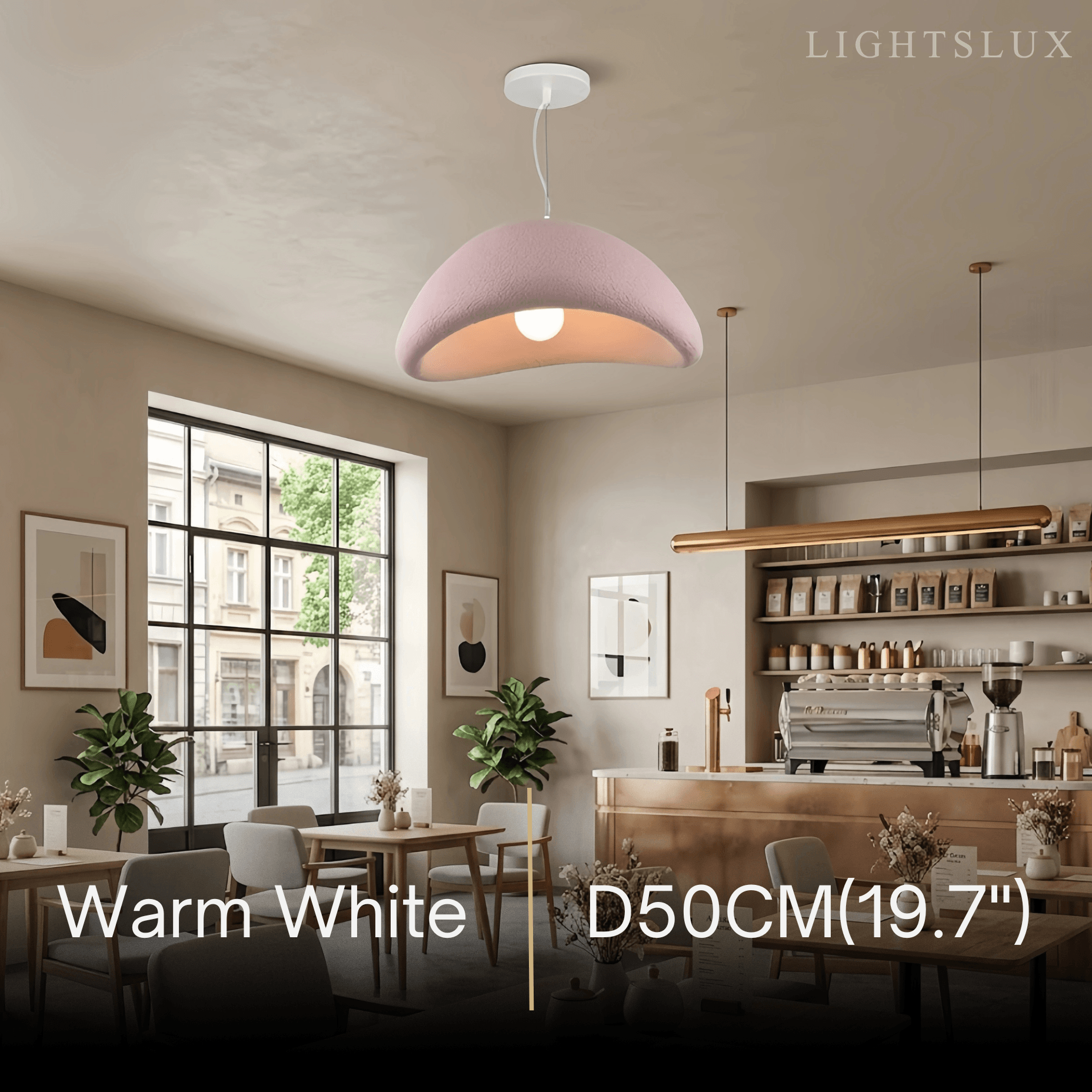 Art Deco Pink Pendant Light - Bread Shape Polystyrene & Metal for Dining Room - Flindria