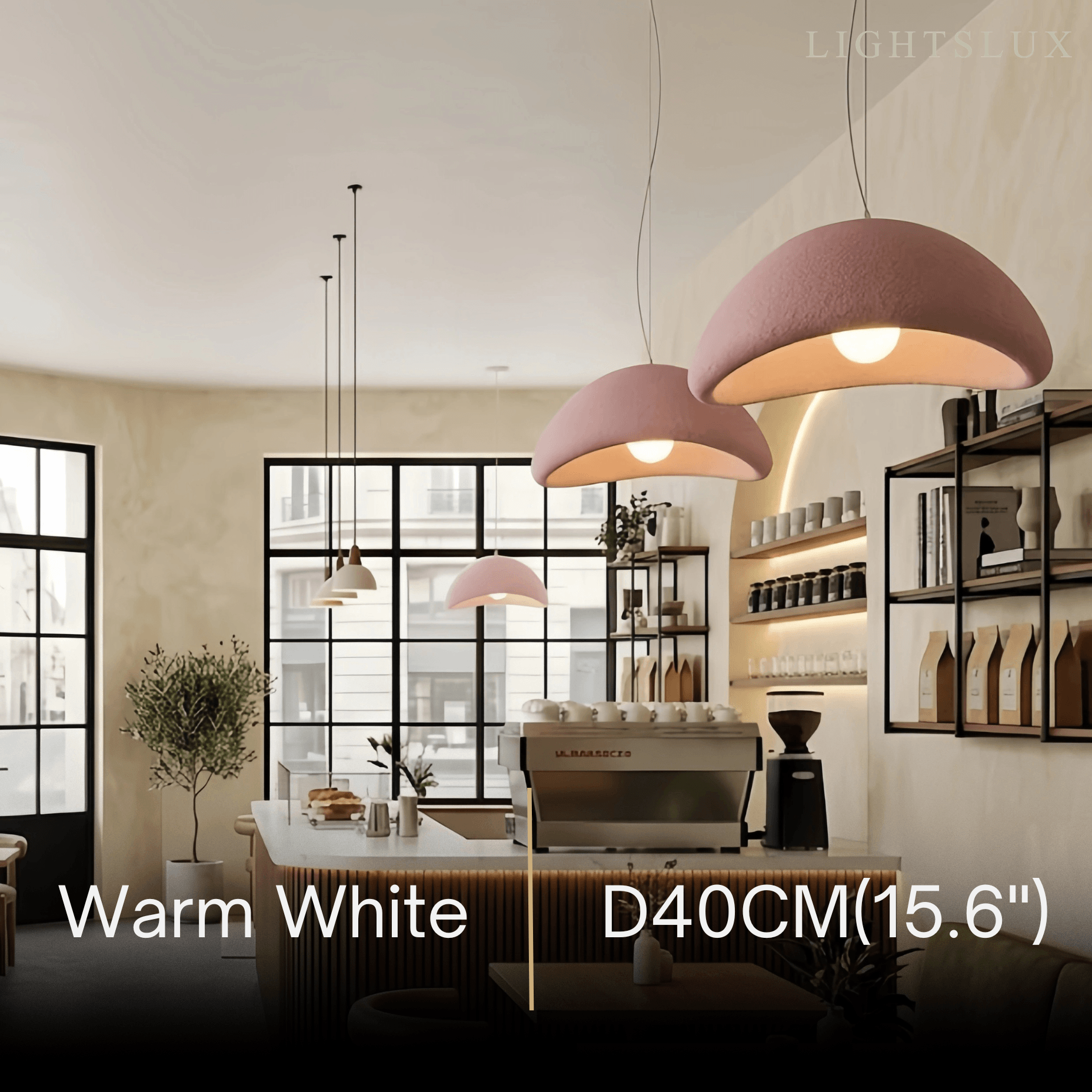 Art Deco Pink Pendant Light - Bread Shape Polystyrene & Metal for Dining Room - Flindria