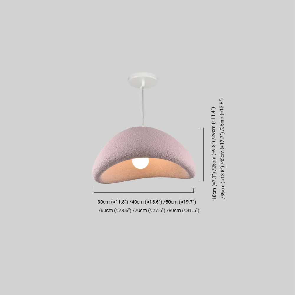Art Deco Pink Pendant Light - Bread Shape Polystyrene & Metal for Dining Room - Flindria
