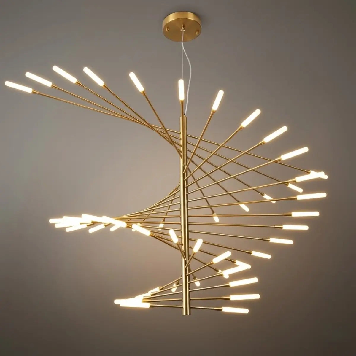 Moderní kovový/akrylový lustr - černo-zlatý spirálový design pro jídelnu/obývací pokoj - Flindria