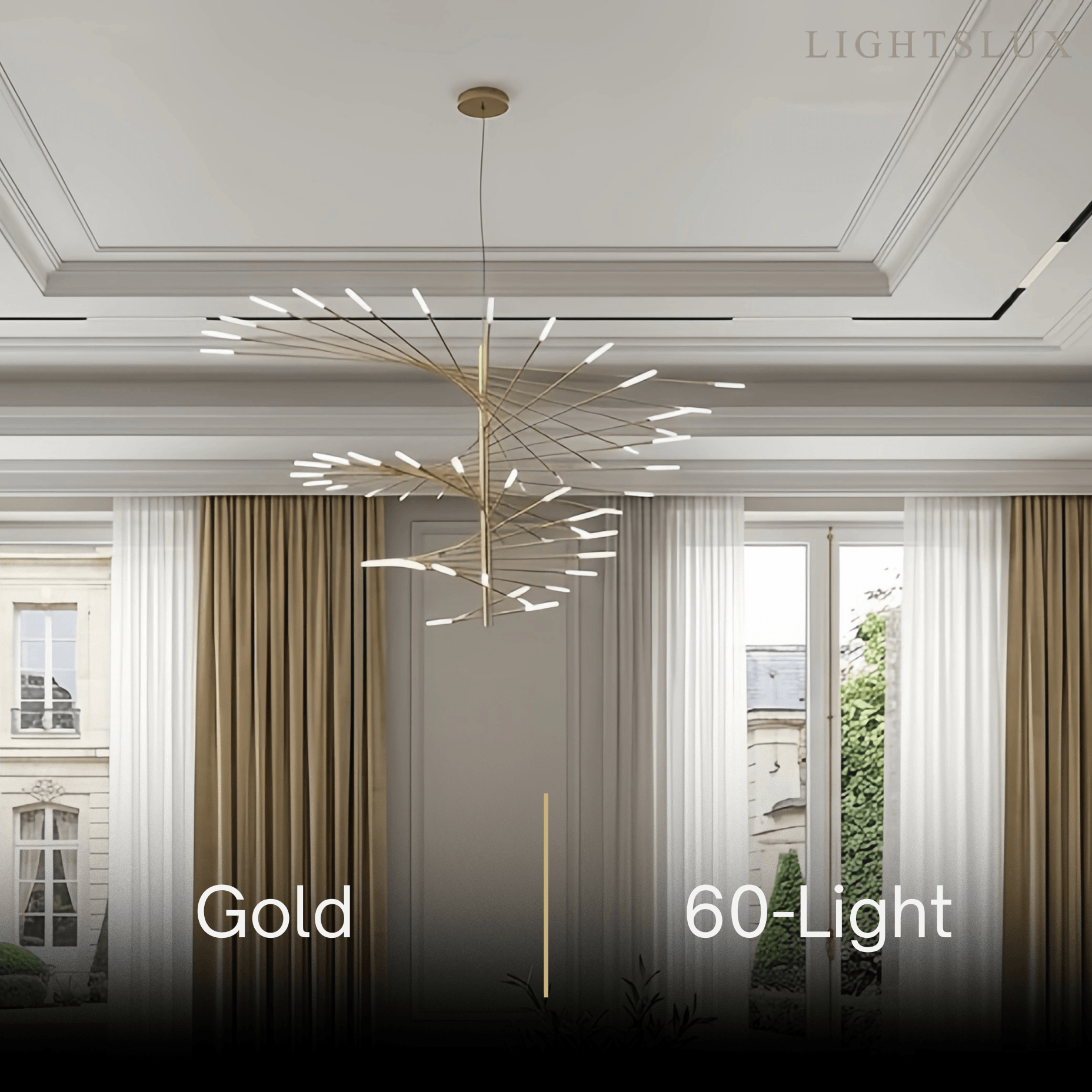 Lámpara de araña moderna de metal/acrílico - Diseño en espiral negro/dorado para comedor/sala de estar - Flindria