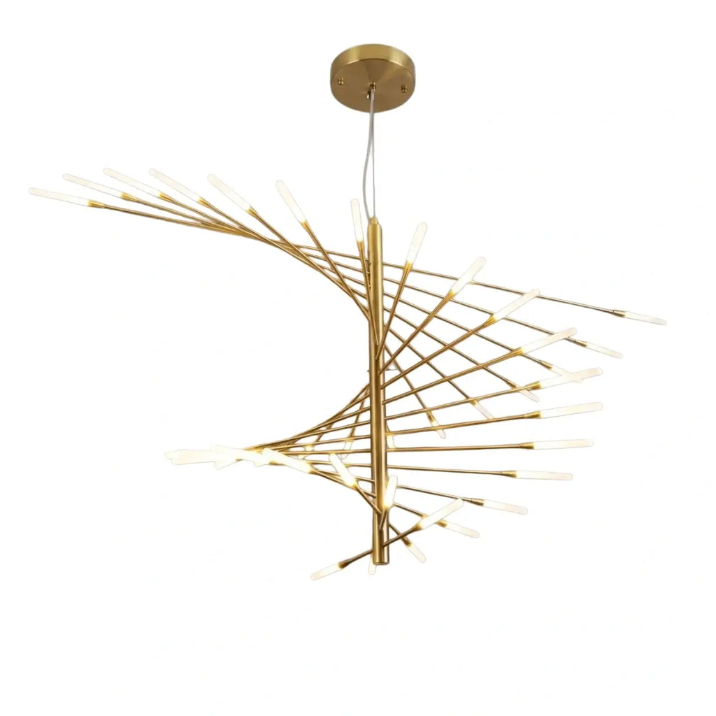 Lámpara de araña moderna de metal/acrílico - Diseño en espiral negro/dorado para comedor/sala de estar - Flindria