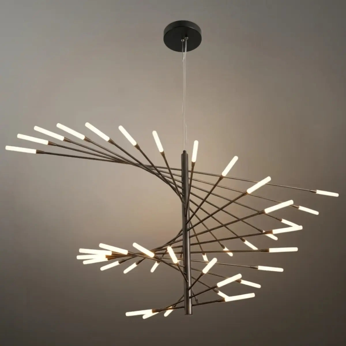 Moderní kovový/akrylový lustr - černo-zlatý spirálový design pro jídelnu/obývací pokoj - Flindria