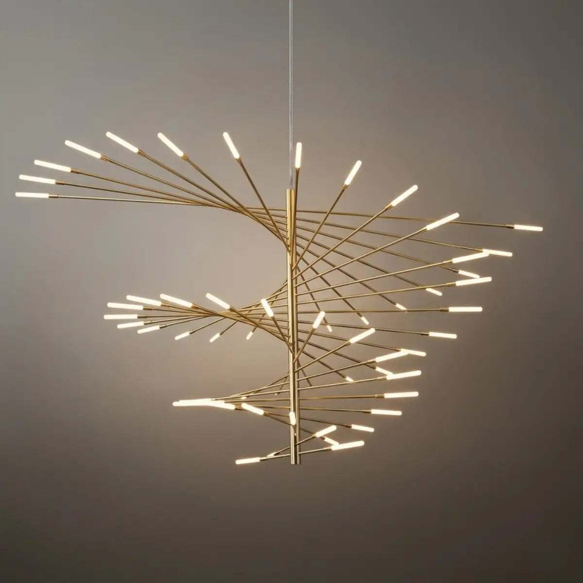 Moderní kovový/akrylový lustr - černo-zlatý spirálový design pro jídelnu/obývací pokoj - Flindria