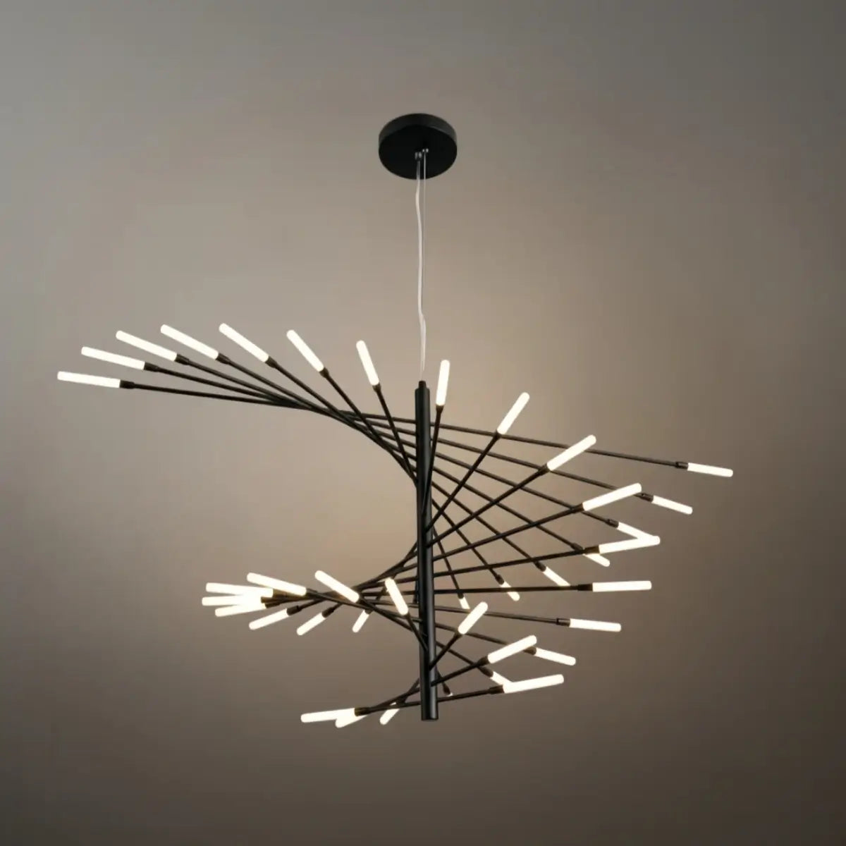 Moderní kovový/akrylový lustr - černo-zlatý spirálový design pro jídelnu/obývací pokoj - Flindria