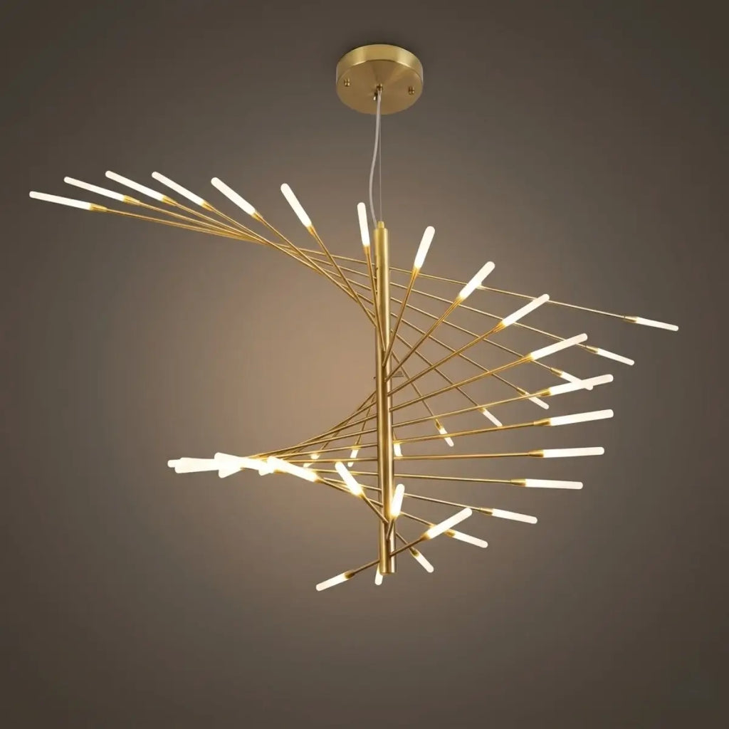 Lámpara de araña moderna de metal/acrílico - Diseño en espiral negro/dorado para comedor/sala de estar - Flindria