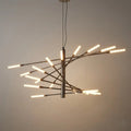 Lámpara de araña moderna de metal/acrílico - Diseño en espiral negro/dorado para comedor/sala de estar - Flindria