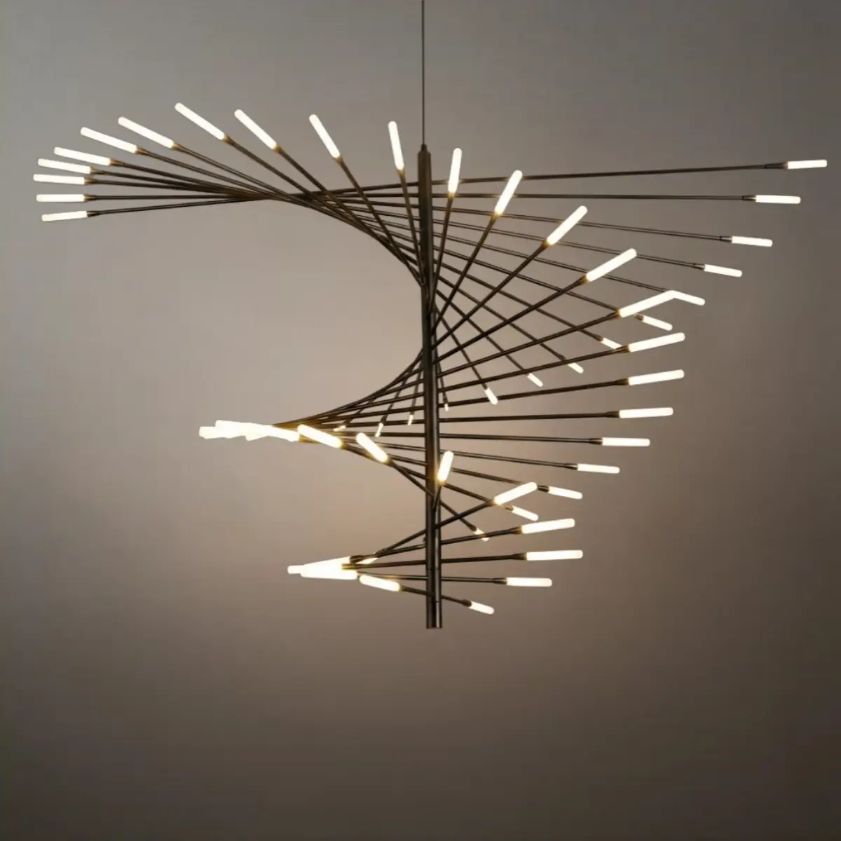 Moderní kovový/akrylový lustr - černo-zlatý spirálový design pro jídelnu/obývací pokoj - Flindria