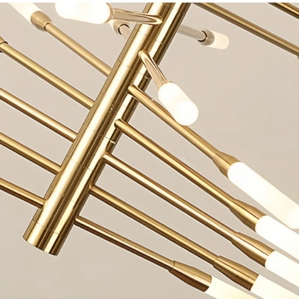 Lámpara de araña moderna de metal/acrílico - Diseño en espiral negro/dorado para comedor/sala de estar - Flindria