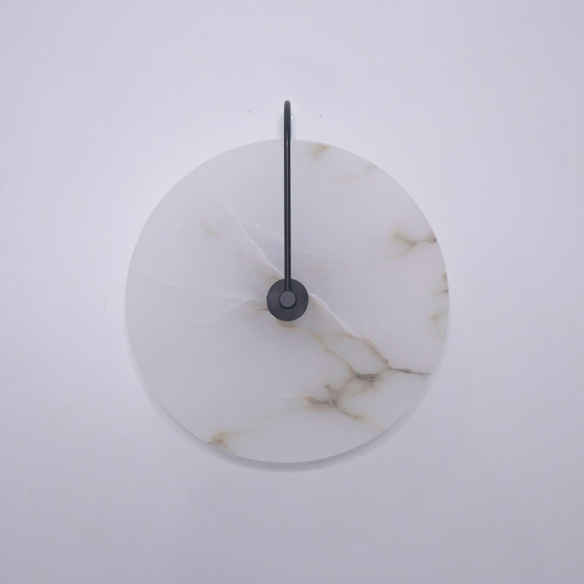 Alabaster LED Disc Wall Sconce — Warm Light, Black Arm