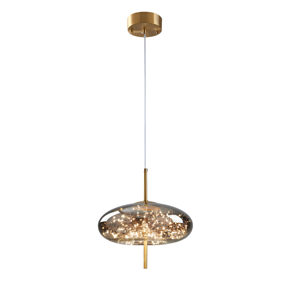 FjordAura Nordic Pendant Light With Glass Globe And Gold Frame For Dining Rooms