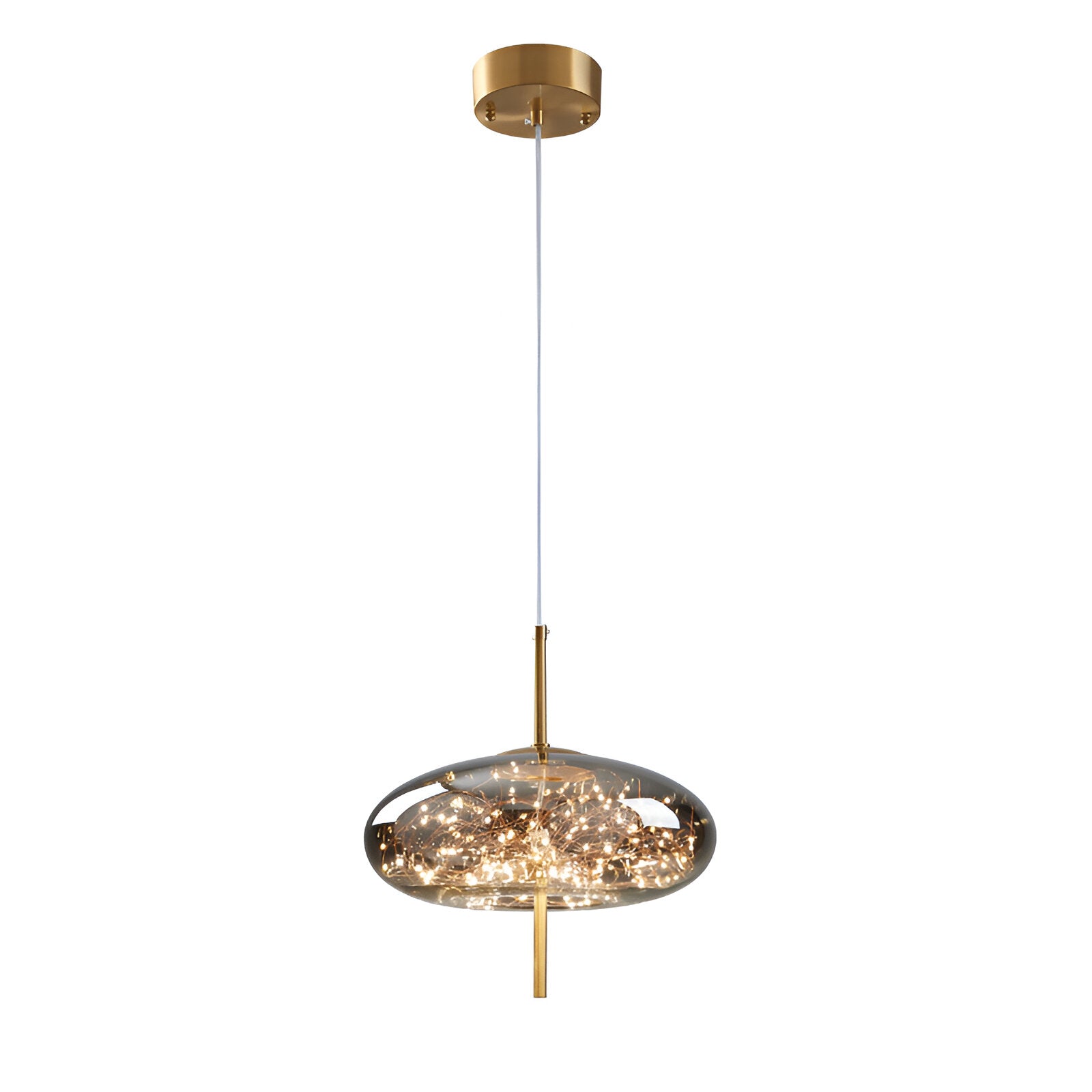 FjordAura Nordic Pendant Light With Glass Globe And Gold Frame For Dining Rooms