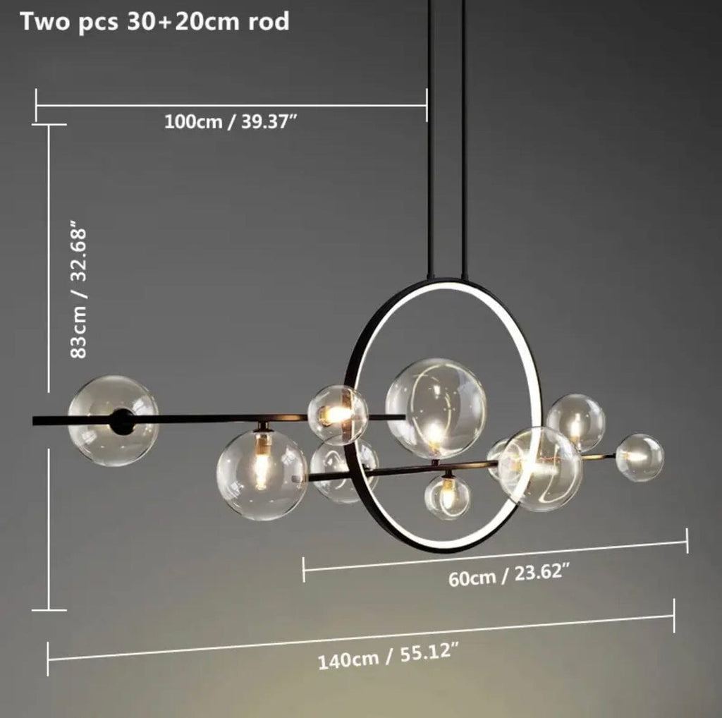 AstraLume Dual-Style LED-Kronleuchter mit Glaselementen und Aluminiumrahmen für moderne Häuser