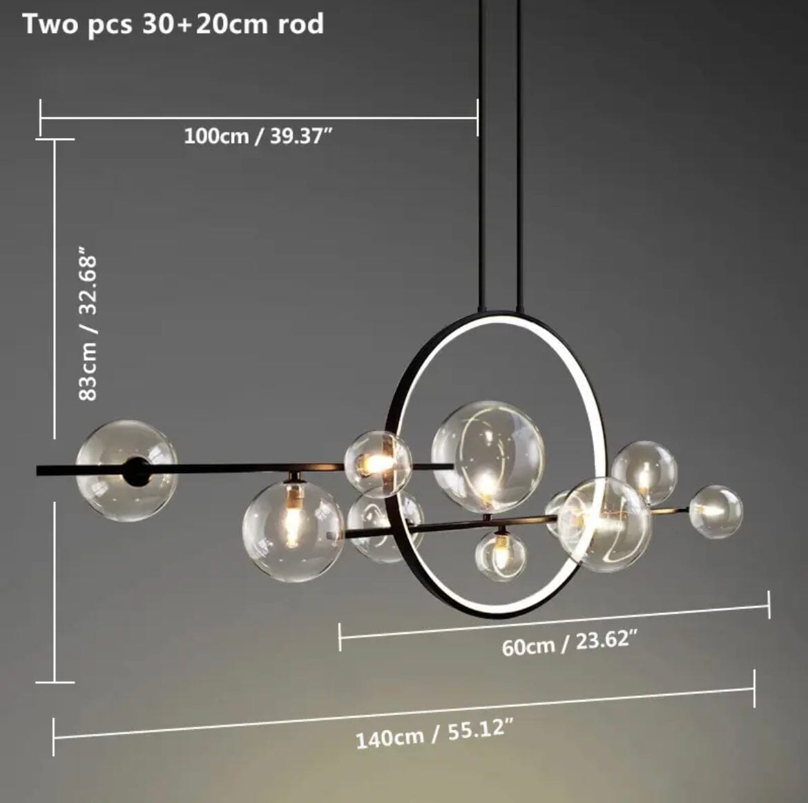 AstraLume Dual-Style LED-Kronleuchter mit Glaselementen und Aluminiumrahmen für moderne Häuser