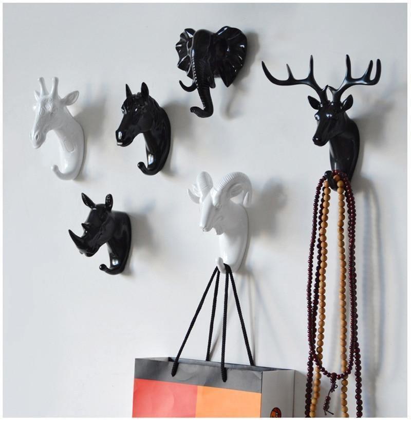 Ganci da parete a forma di animali — organizer decorativo per chiavi, asciugamani e borse