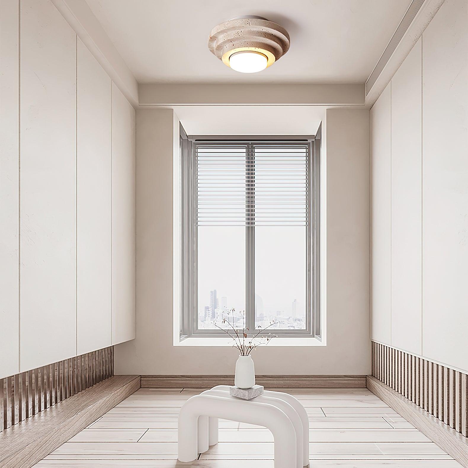 Solstone LED Travertine Ceiling Light With Soft Ambience