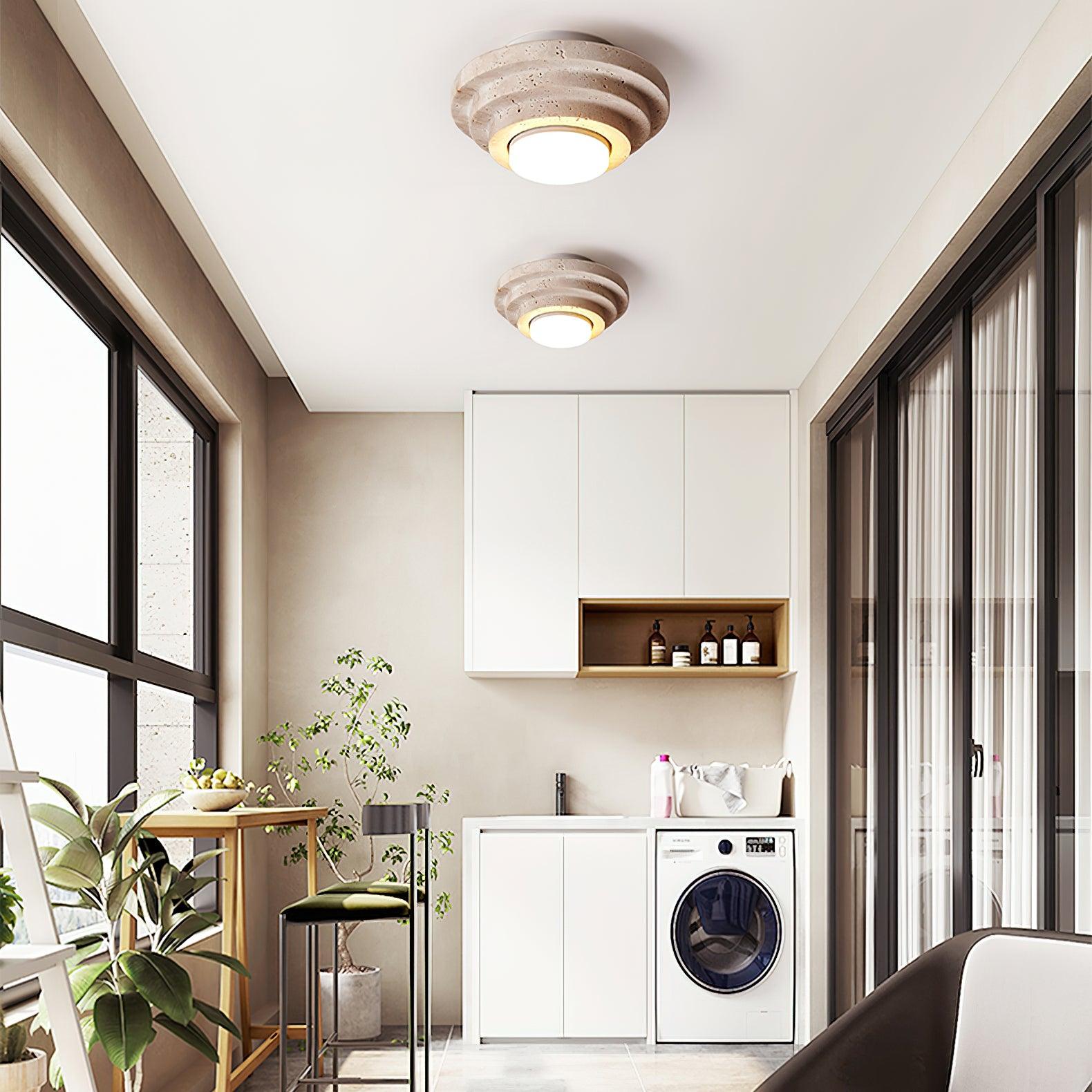 Solstone LED Travertine Ceiling Light With Soft Ambience