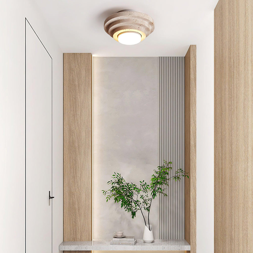 Solstone LED Travertine Ceiling Light With Soft Ambience