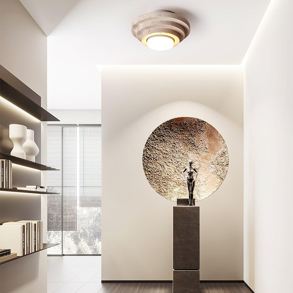 Solstone LED Travertine Ceiling Light With Soft Ambience